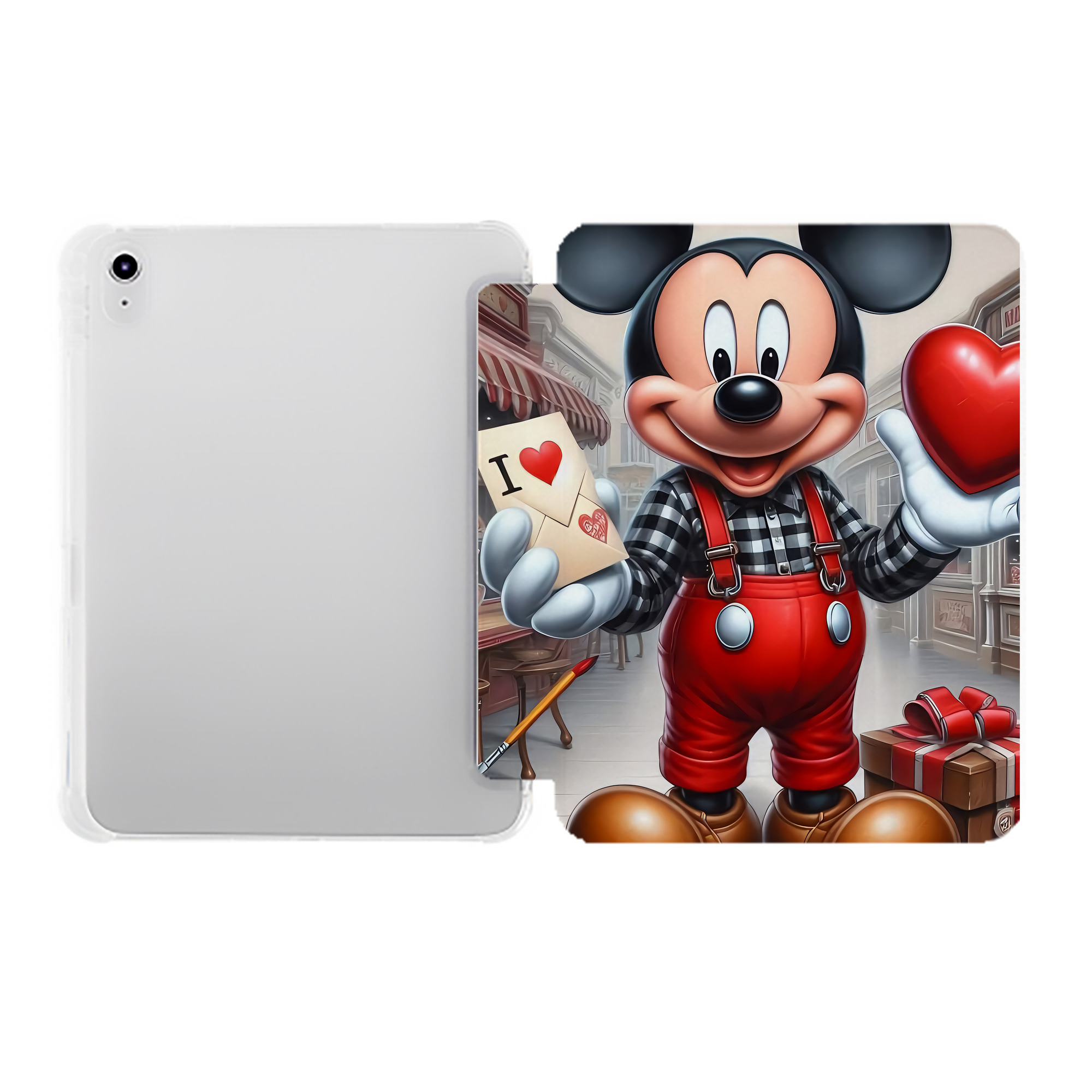 （画像用） ミッキーマウス Mickey Mouse IPad ケース ペン収納付き 三つ折りスタンド PUレザー×シリコン 対応機種9.5/10.5/10.9インチ